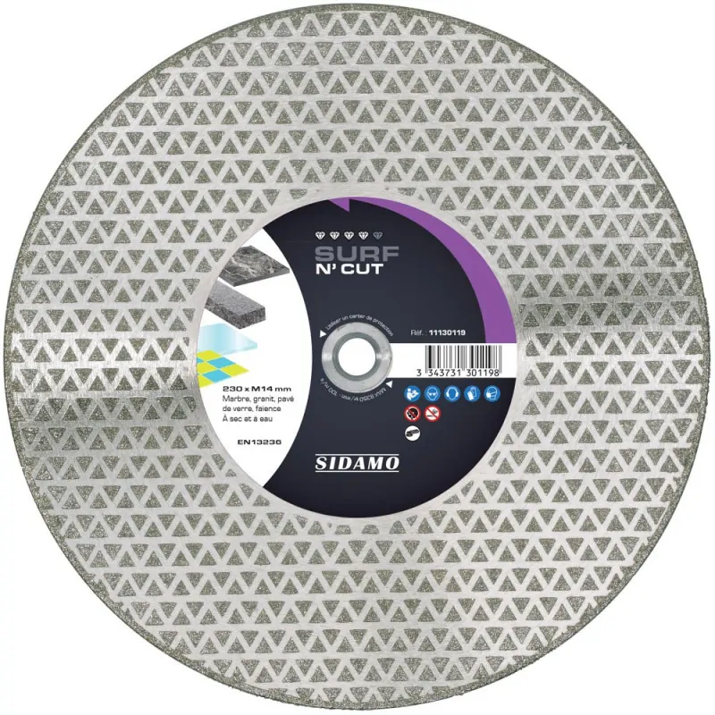 Disque Diamant et Carbure à segment 230 mm SURF N CUT alésage M14