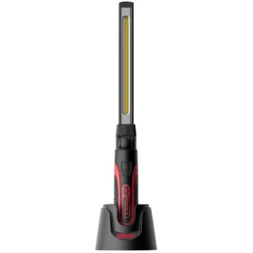 Baladeuse rechargeable COB 1000 lumens avec spot 150 lumens de KS Tools 150.4313F. Présenté avec son chargeur. Vue de face