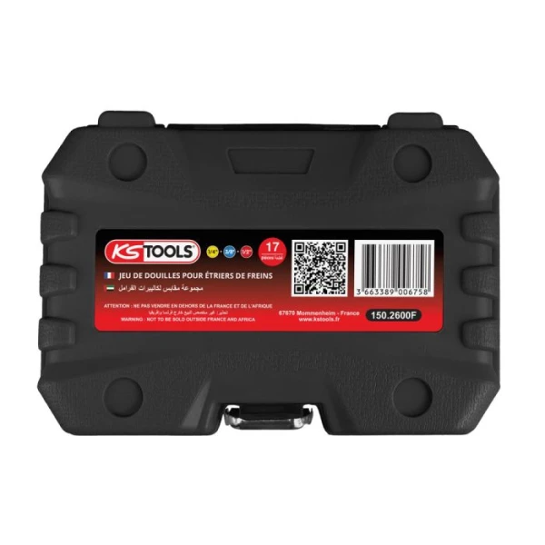 Coffret fermé de 17 douilles pour étriers de freins, 1/4 - 3/8 - 1/2 KS TOOLS 150.2600F