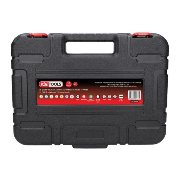 Coffret de douilles à chocs 1/2'' spéciales roues 18 pièces KS TOOLS