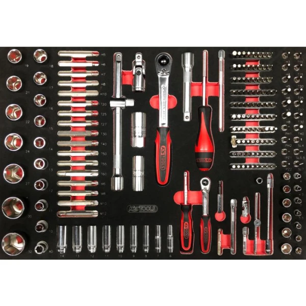 Servante d'atelier One by One 7 tiroirs avec une sélection de 264 outils KS TOOLS 823.7134F . Les outils inclus avec la servante