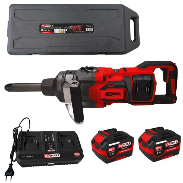 Clé à chocs à broche longue 1" 18V 4000Nm, en coffret 2 batteries 1 chargeur double - KS TOOLS 515.4455F