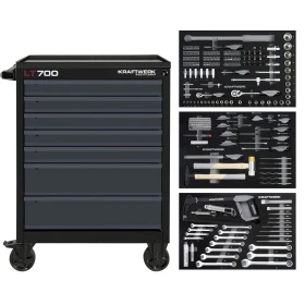 Servante d'atelier noire LT700 LINE, 7 tiroirs, 259 pièces KRAFTWERK - 102.107.216