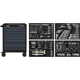 Servante d'atelier noire 7 tiroirs BT700 avec 337 outils KRAFTWERK - 102.117.109