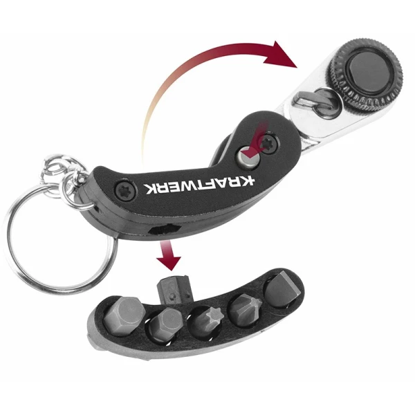 Mini-Clé à Cliquet pliable ProLine 1/4" 72 dents 5 embouts KRAFTWERK - 306.378.006