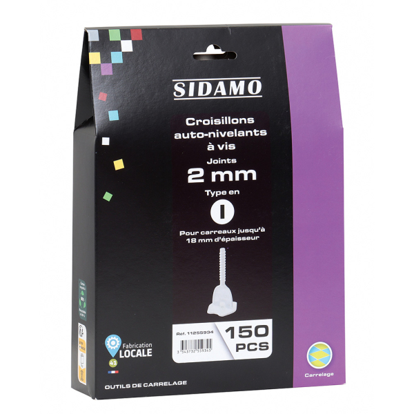 Étui de 150 Croisillons Auto-Nivelants en I à Vis Joint 2mm SIDAMO - 11255934
