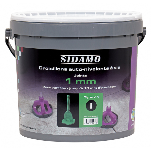 Seau de 1000 Croisillons Auto-Nivelants en I à Vis  Joint1 mm SIDAMO - 11255925