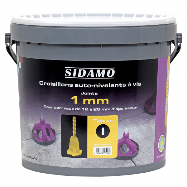 Seau de 700 Croisillons Auto-Nivelants en I à Vis - Joint 1 mm Spécial Carreaux Épais (12-26 mm) SIDAMO - 11255928