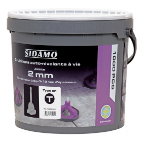 Seau de 1000 Croisillons Auto-Nivelants en T à Vis Joint 2mm SIDAMO - 11255921