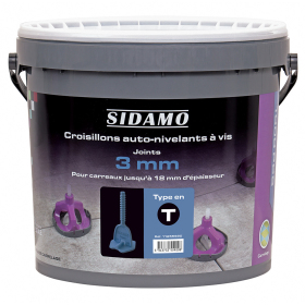 Seau de 1000 Croisillons Auto-Nivelants en T à Vis - Joint 3mm SIDAMO -11255920