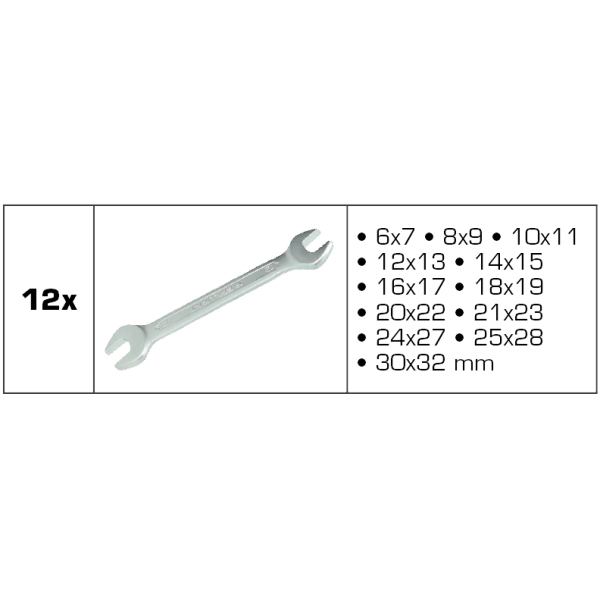 Jeu de clés à fourches, 12 pcs BT010012 Brilliant Tools