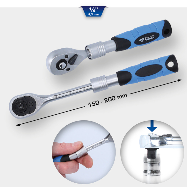Cliquet réversible télescopique 1/4" (150 - 200 mm) BT020996 Brilliant Tools