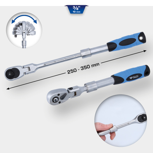 Cliquet réversible télescopique 3/8" avec tête orientable (250 - 350mm) BT021997 Brilliant Tools