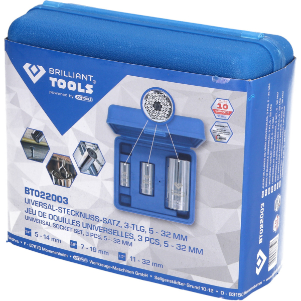 Jeu de douilles universelles, 3 pcs, 5 - 32mm BT022003 Brilliant Tools