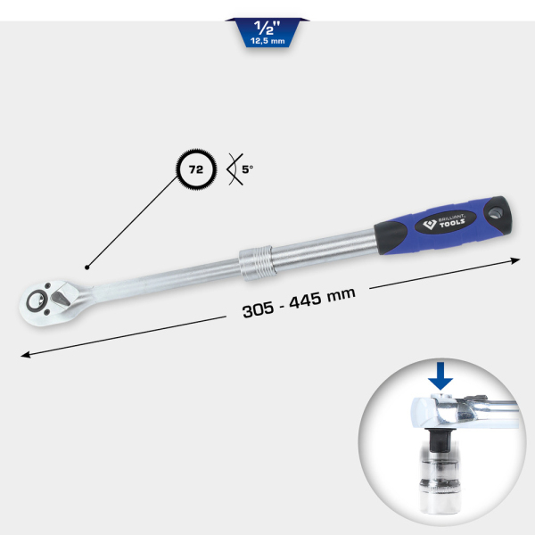 Cliquet réversible télescopique 1/2" BT022992 Brilliant Tools