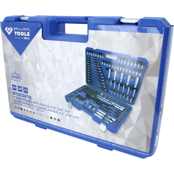 Coffret de douilles, cliquets et clés mixtes, 206 pcs BT023216 Brilliant Tools