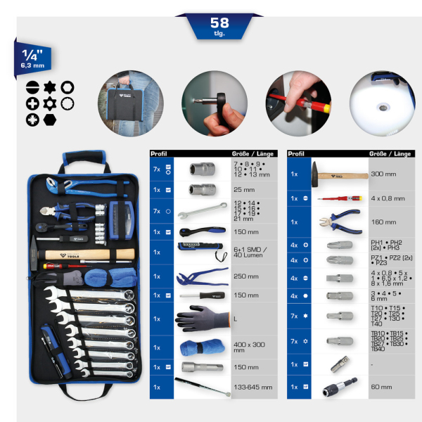 Trousse d'outils généralistes, 58 pcs BT024064 Brilliant Tools
