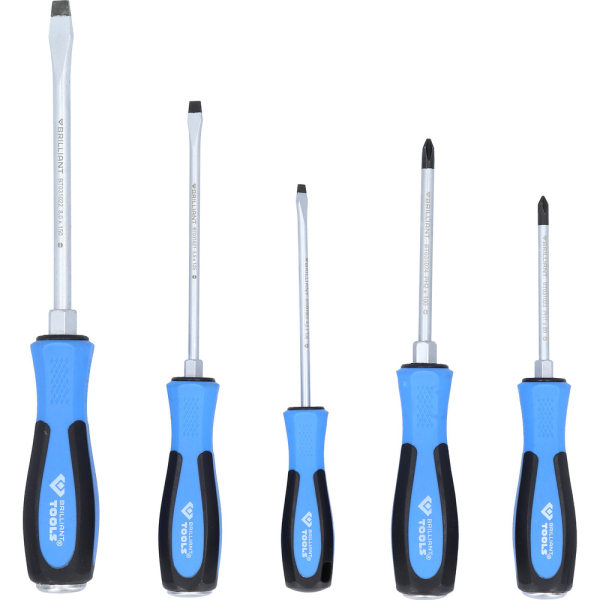 Jeu de tournevis à lame traversante, 5 pcs, Fente, PHILLIPS BT031020 Brilliant Tools