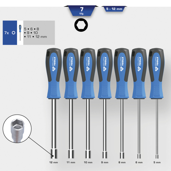 Jeu de 7 tournevis à douilles M5 - M12 BT031070 Brilliant Tools