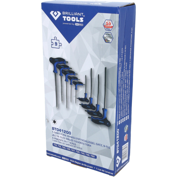 Jeu de clés mâles à poignée en T TORX® 9pcs BRILLIANT TOOLS - BT041200