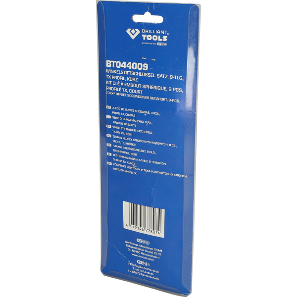 Jeu de clés males TORX® courtes, 9 pcs BT044009 Brilliant Tools