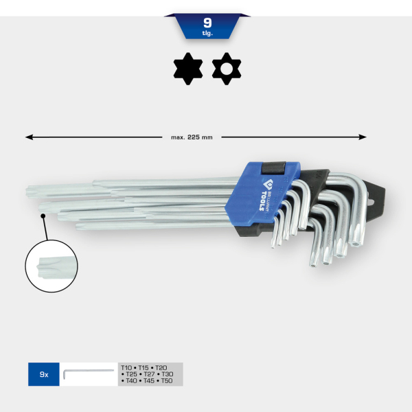 Jeu de clés males TORX® longues, 9 pcs BT044019 Brilliant Tools