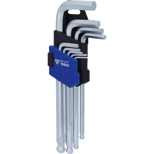 Jeu de clés 6 pans courtes à tête sphérique, 9 pcs BT045009 Brilliant Tools