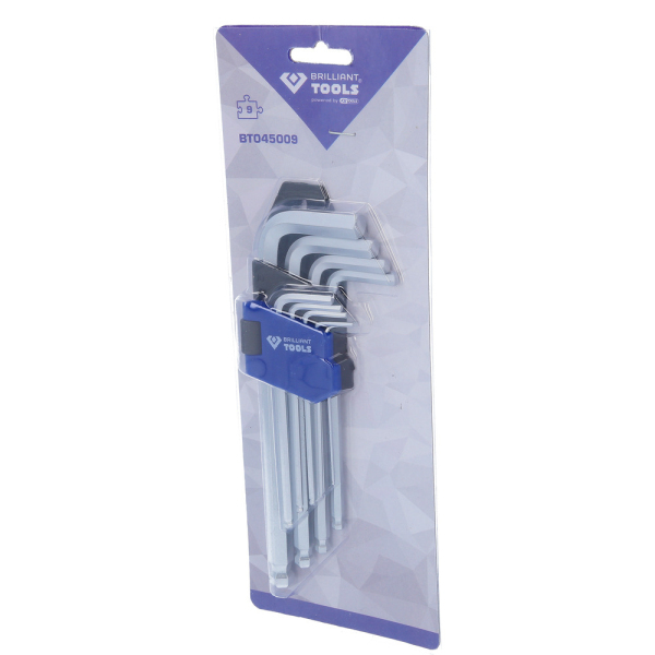Jeu de clés 6 pans courtes à tête sphérique, 9 pcs BT045009 Brilliant Tools