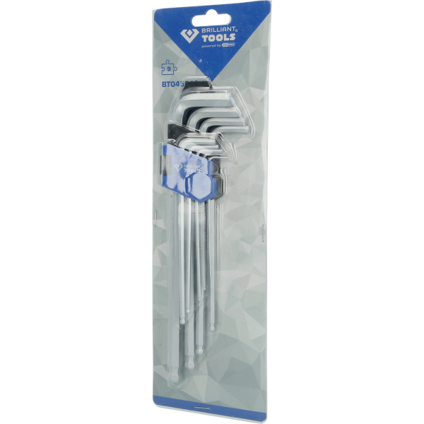Jeu de clés 6 pans longues à tête sphérique, 9 pcs BT045019 Brilliant Tools
