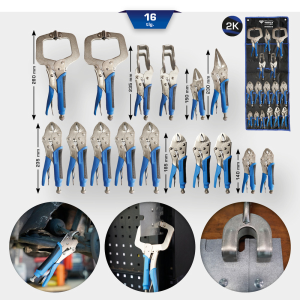 Pochette de 16 pinces étaux à verrouillage BT065016 Brilliant Tools