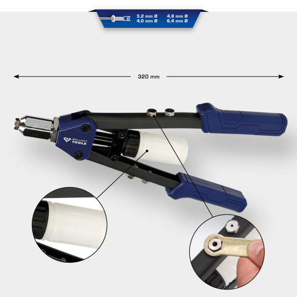 Pince à riveter pour rivets de Ø 32 40 48 64mm BRILLIANT TOOLS - BT066900