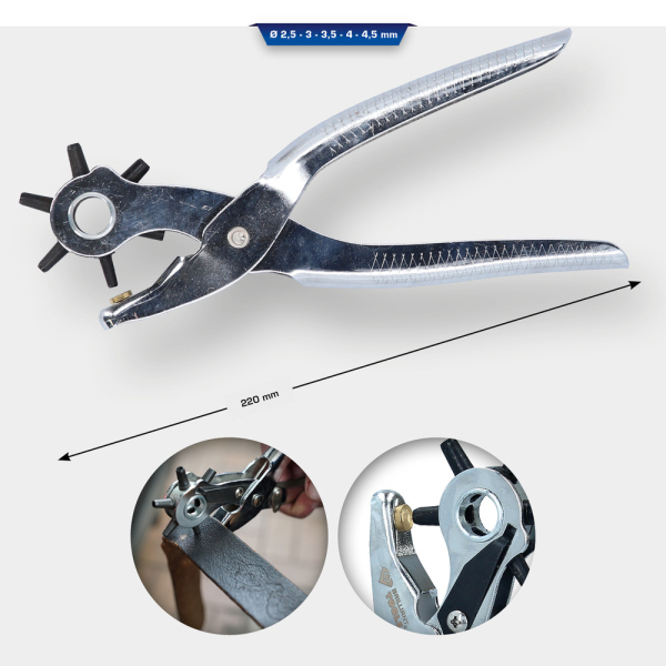Pince emporte-pièces revolver, Ø 2,5-3,0-3,5 -4,0-4,5-5,0mm BT066902 Brilliant Tools