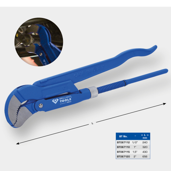 Clé serre-tubes suédoise 1", coudée à 45° BT067110 Brilliant Tools
