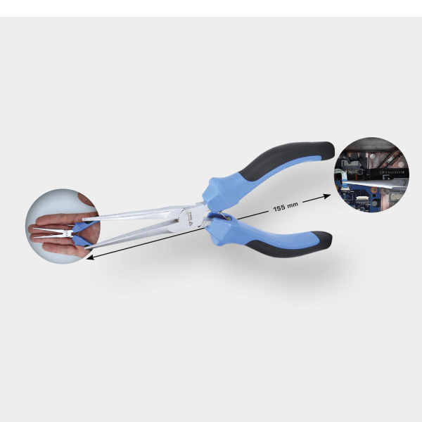 Pince électronique à bec demi-rond droit, L.155mm BT067606 Brilliant Tools