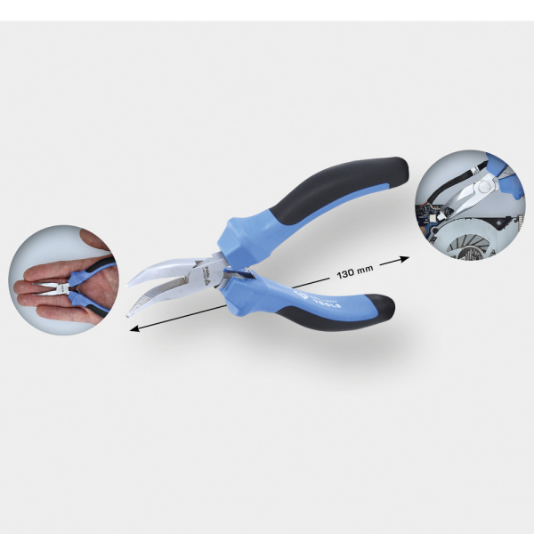 Pince électronique à bec demi-rond coudé, L.130mm BT067607 Brilliant Tools