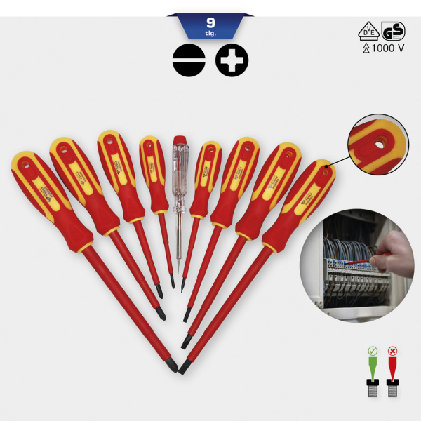 Jeu de tournevis isolés Fente et PHILLIPS, 9 pcs BT068010 Brilliant Tools