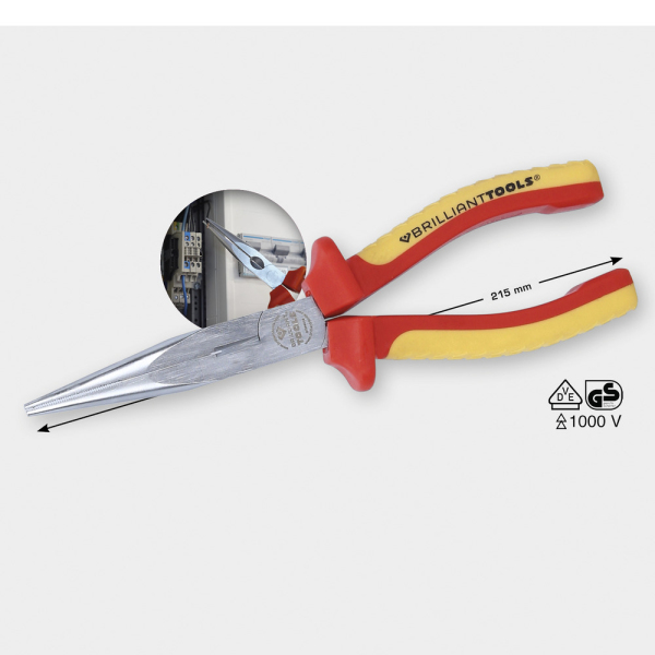 Pince à bec plat isolée, L.208mm BT068012 Brilliant Tools
