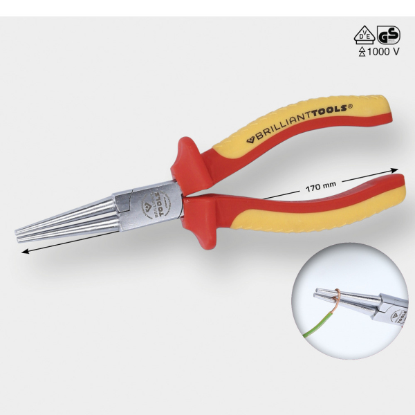 Pince à bec rond isolée, L.170mm BT068015 Brilliant Tools