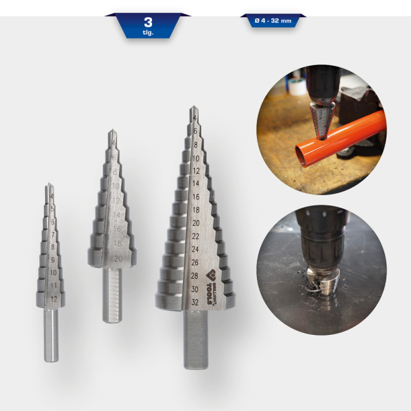 Jeu de forets étagés, 3 pcs, Ø 4 à 32mm BT101925 Brilliant Tools
