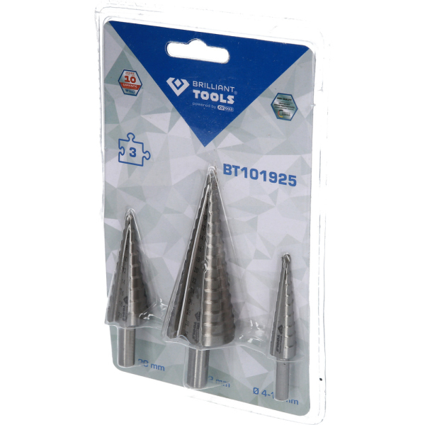 Jeu de forets étagés, 3 pcs, Ø 4 à 32mm BT101925 Brilliant Tools