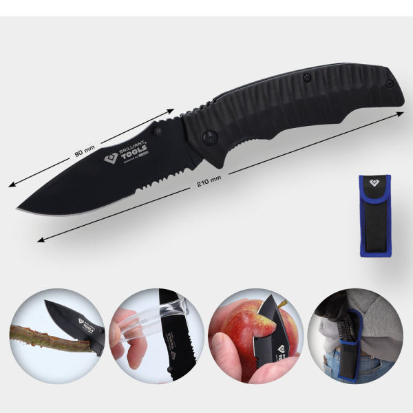 Couteau de poche à cran d’arrêt avec pochette BT102905 Brilliant Tools
