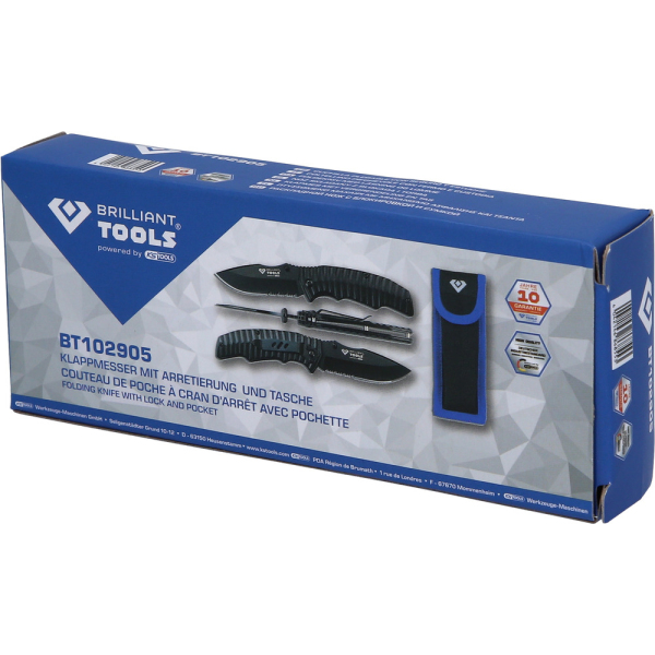 Couteau de poche à cran d’arrêt avec pochette BT102905 Brilliant Tools