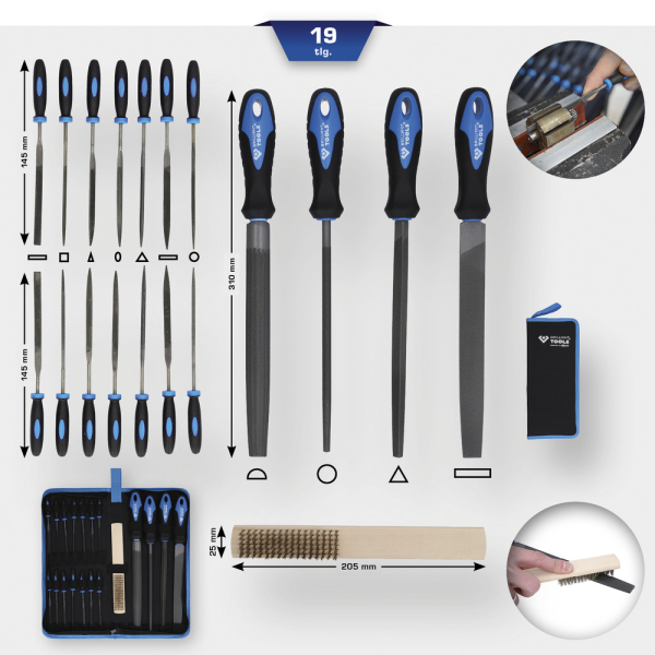 Jeu de limes avec carde à lime, 19 pcs BT103030 Brilliant Tools