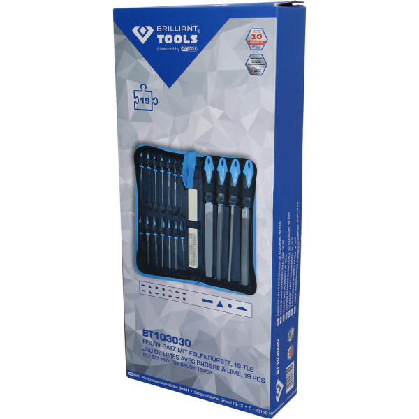 Jeu de limes avec carde à lime, 19 pcs BT103030 Brilliant Tools