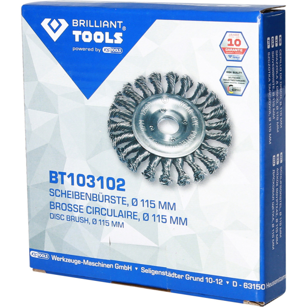 Brosse circulaire acier torsadé Ø 115mm entrainement 22mm BT103102 Brilliant Tools