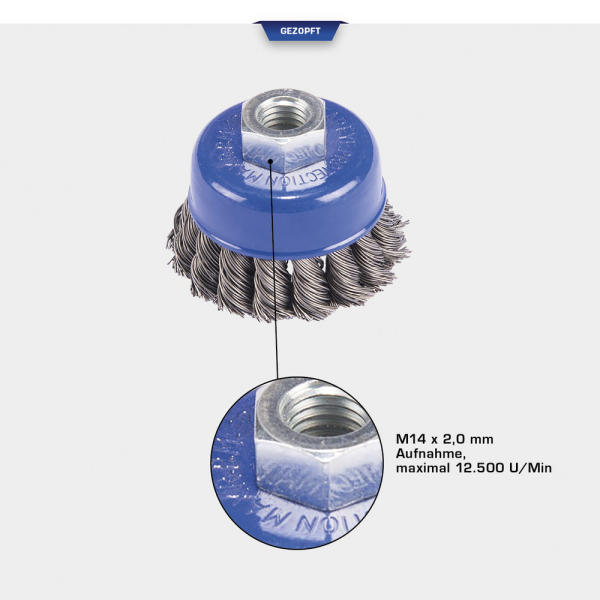 Brosse boisseau Ø 65mm en M14 x 2,0mm BT103103 Brilliant Tools