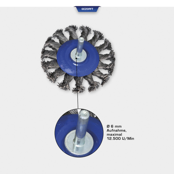 Brosse circulaire Ø75mm, queue de serrage 6mm BT103109 Brilliant Tools