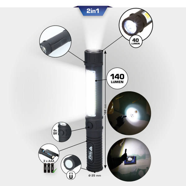 Lampe de poche à LED COB 2 en 1, 140 Lumens BT130910 Brilliant Tools