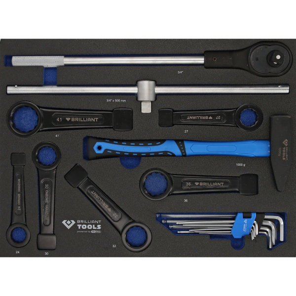 Servante d'atelier 7 tiroirs avec porte, équipée de 225 outils BT153225 Brilliant Tools