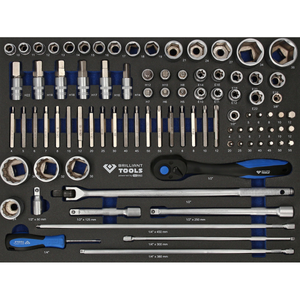 Servante d'atelier 7 tiroirs avec porte, équipée de 225 outils BT153225 Brilliant Tools